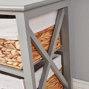 Home Source Dartmouth 4 Wicker Basket Drawer Chest Storage Unit - Grey by Home Source