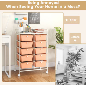 Storage Rolling Cart with 10 Drawers by Costway