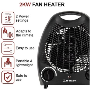 Portable Electric Fan Heater - Black