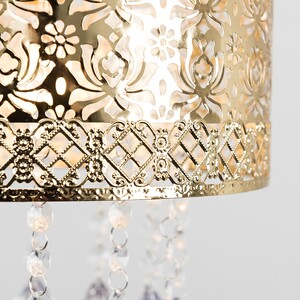 Modern Intricate Pattern Gold Ceiling Pendant Light Shade With Jewel Droplets - Gold by ValueLights