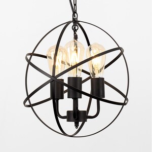 Industrial Style Satin Black 3 Way Atom Design Ceiling Light Fitting - Black by ValueLights