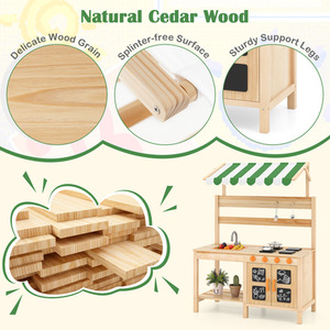 Kids Mud Kitchen with Canopy - Natural by GAINOOM