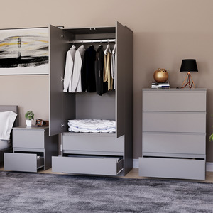 Denver Bedroom Set (2 Drawer Bedside, 4 Drawer Chest, 2 Door 2 Drawer Wardrobe) by Vida Designs