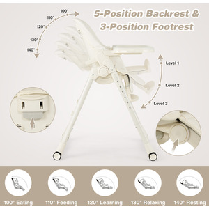 4-in-1 Baby High Chair Foldable Feeding Chair - White by Costway