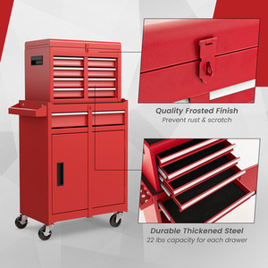 2-in-1 Rolling Tool Cabinet - Red by Costway