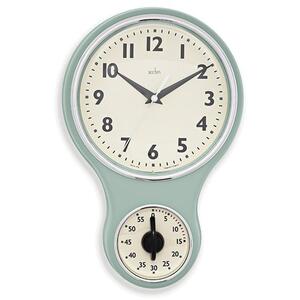 KitchenTime Retro Wall Clock with Timer - Green by Acctim
