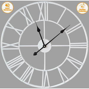 Silent Open Face Large Wall Clock White - White / 40cm by Klass Home Collection