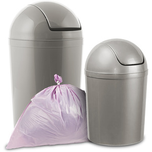 Compact Plastic Swing Top Waste Bin 5-15L - Silver / 5l by Home Centre