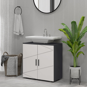kleankin Under Sink Cabinet with Shelf Light Grey - Light Grey by kleankin
