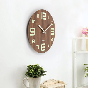 Luminous Silent Thin-Profile Wall Clock - Brown by Livingandhome