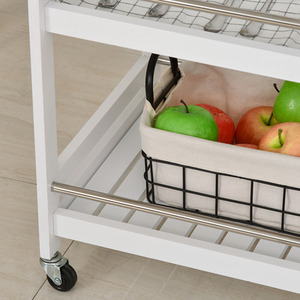 HOMCOM 3 Tier Home Trolley Kitchen Storage Cart - White by HOMCOM