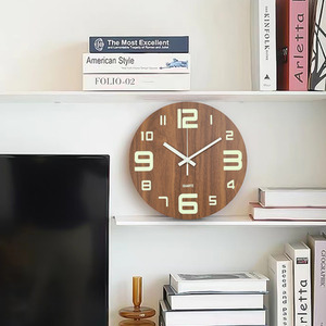 Luminous Silent Thin-Profile Wall Clock - Brown by Livingandhome