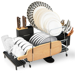 2-Tier Detachable Dish Rack - Black by Costway