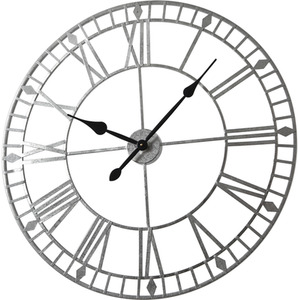 Skeleton Round Wall Clock - Silver Foiled by Home Garden Direct
