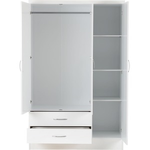 Nevada 3 Door 2 Drawer Mirrored Wardrobe Bedroom Set - Grey Gloss, Light Oak by Seconique
