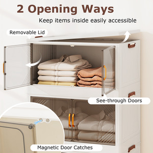 284L Folding Storage Bins with Lid - White by Costway