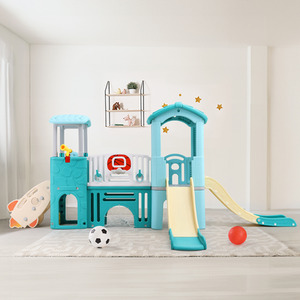 Toddlers Slide and Climber with Balls and Ring Toss - Light Blue by Livingandhome