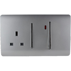 Modern 45 Amp Cooker Switch Including Plug Socket & Neon Insert - Gloss White by Trendiswitch