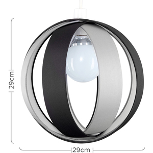 Black And Grey Modern Fabric Globe Ceiling Pendant Light Shade - Black by ValueLights