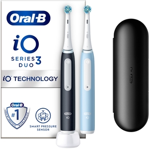 Oral-B iO3 Matt Black Ice Blue Toothbrush Duo Case - Black by Oral-B