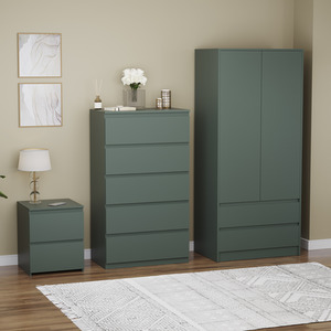 Denver Bedroom Set (2 Drawer Bedside, 5 Drawer Chest, 2 Door 2 Drawer Wardrobe) by Vida Designs