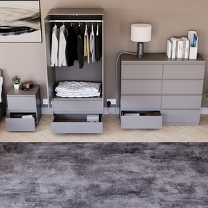 Denver Bedroom Set (2 Drawer Bedside, 8 Drawer Chest, 2 Door 2 Drawer Wardrobe) by Vida Designs