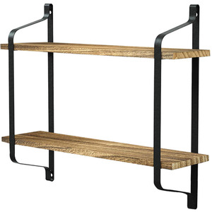 2-Tier Floating Wall Shelves - Brown by Livingandhome