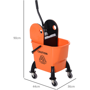 HOMCOM 26L Mop Bucket on Wheels - Orange by HOMCOM