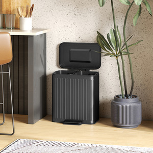 HOMCOM Dual 20L Kitchen Double Bin with Soft-Close Lid by HOMCOM