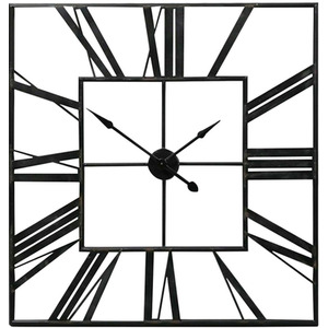 Large Vintage Roman Numeral Metal Wall Clock - Black by Livingandhome