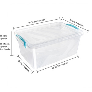 Set of 5 Plastic Clip Lidded Storage Boxes - Clear by JVL