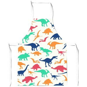 Multicoloured Dinosaurs Aprons - Blue / Child by Warren Reed - Designer