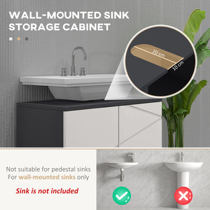 kleankin Under Sink Cabinet with Shelf Light Grey - Light Grey by kleankin