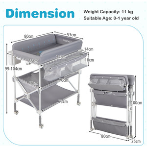 Baby Changing Table Diaper Changing Station - Grey by Costway