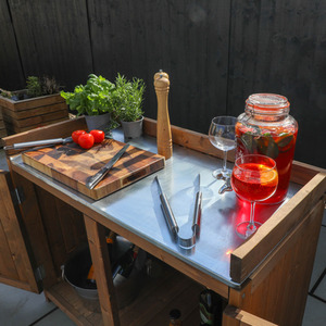 Outdoor Wooden Kitchen Double Cabinet Pressure Treated - Brown by Waltons