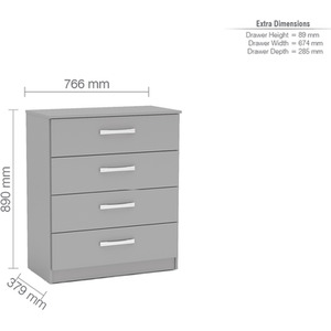 Wooden 4 Piece Furniture Set Wardrobe Chest of Drawers Bedsides Lynx - Grey by Birlea