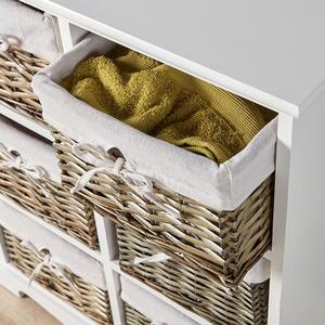 Home Source Lichfield 6 Willow Basket Drawer Chest Storage Unit - White by Home Source