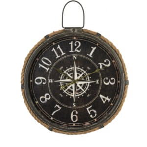 Nautical Compass Wall Clock - Brown