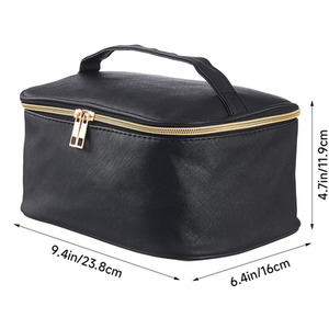 Double Zipper Travel Makeup Bag - Black by komore