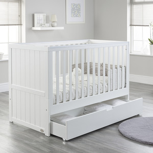 Jo Modern cot bed with Drawer - White by Baby Snooze