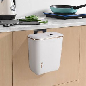 Hanging Kitchen Waste Bin with Lid - Pearl White / 9l by lifeideas