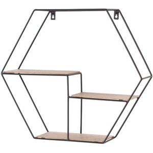 hexagonal display wall shelf - Black & Oak / 12cm / 42cm by Core Products Ltd