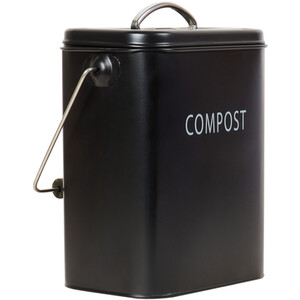 Malmo Compost Bin with Wood Handle - Black