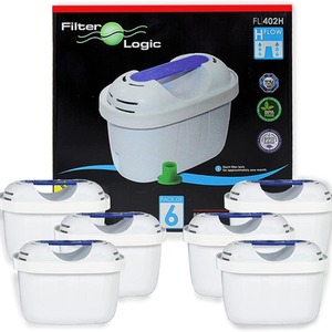 FilterLogic FL402 6 Pack compatible with Brita Maxtra and Maxtra Plus - White by FilterLogic