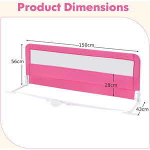 Children Safety Bedrail - Pink by Costway