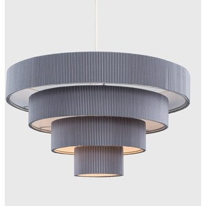 Modern 4 Tier Dark Grey Fabric Ceiling Pendant Light Shade - Grey by ValueLights