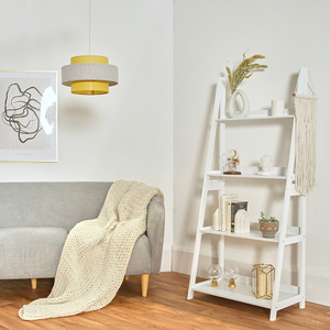 Mustard And Grey Herringbone Modern Ceiling Pendant Light Shade - Yellow by ValueLights