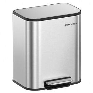 SONGMICS 20L Soft-Close Pedal Kitchen Bin - Silver by SONGMICS