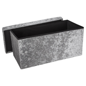 Seville Crushed Velvet Storage Trunk - Silver