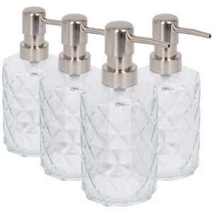 Prism Glass Soap Dispensers - 330ml - Pack of 4 - Clear by Harbour Housewares